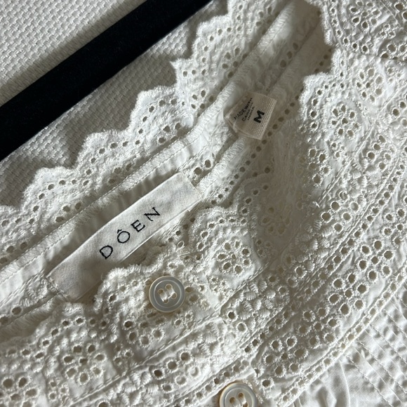 Doen White Puff Sleeve Blouse M - Picture 4 of 5